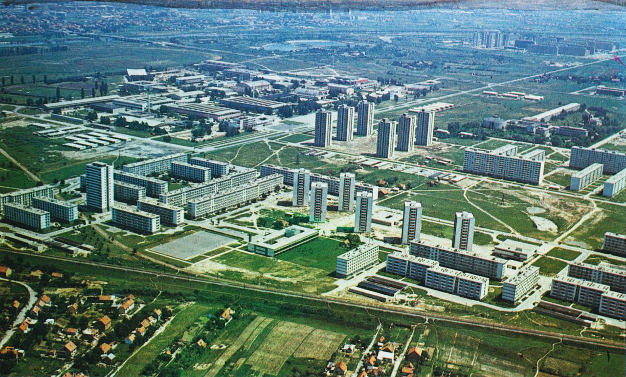 Panorama. Velesajam, Trnsko, Siget, Sopot. Avenija Borisa Kidriča (današnja Avenija grada Dubrovnika) oko 1965